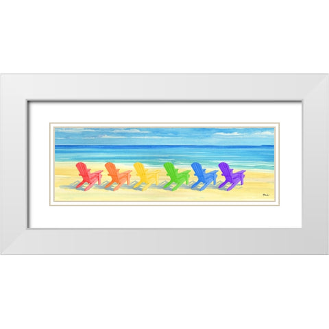 Rainbow Adirondack Chairs White Modern Wood Framed Art Print with Double Matting by Brent, Paul
