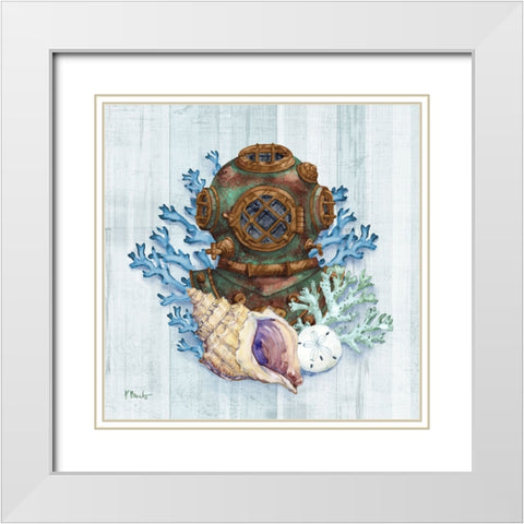 Coral Dive III White Modern Wood Framed Art Print with Double Matting by Brent, Paul