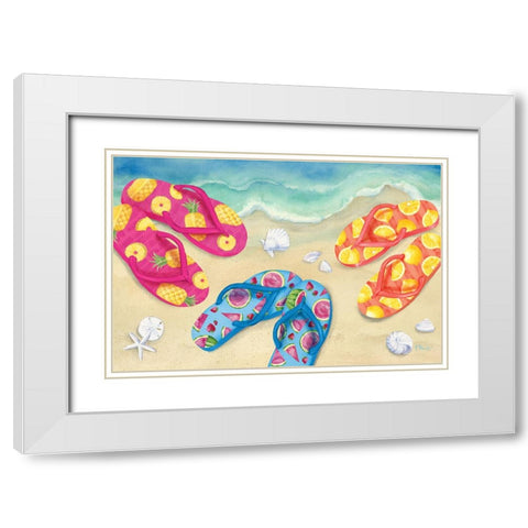 Fruity Flip Flops Horizontal I White Modern Wood Framed Art Print with Double Matting by Brent, Paul