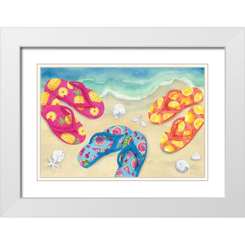Fruity Flip Flops Horizontal I White Modern Wood Framed Art Print with Double Matting by Brent, Paul