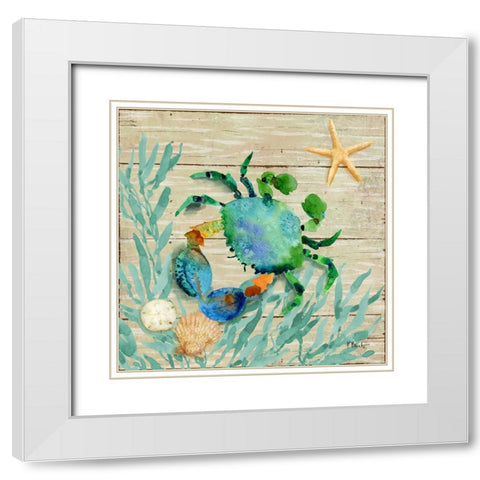 Seagrove Crab II White Modern Wood Framed Art Print with Double Matting by Brent, Paul