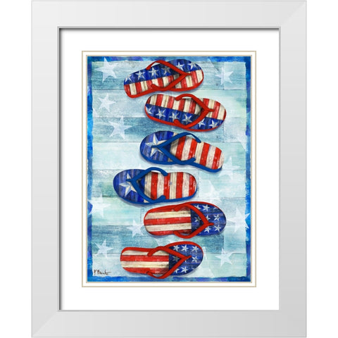 Freedom Flip Flops Vertical White Modern Wood Framed Art Print with Double Matting by Brent, Paul