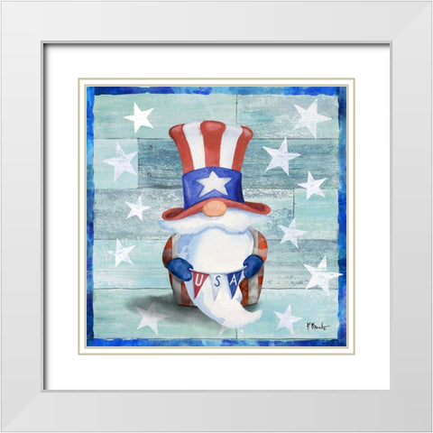 Freedom Gnome II White Modern Wood Framed Art Print with Double Matting by Brent, Paul