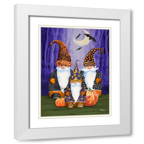 Spooky Forest Gnomes Vertical White Modern Wood Framed Art Print with Double Matting by Brent, Paul