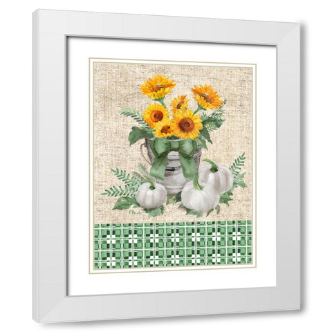 Sage Sunflower Bucket Vertical White Modern Wood Framed Art Print with Double Matting by Brent, Paul