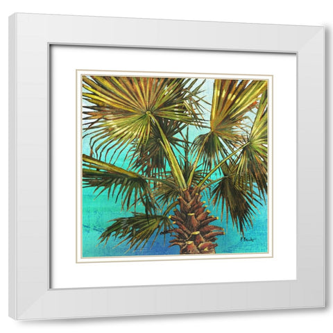 Woodside Palms I - Blue White Modern Wood Framed Art Print with Double Matting by Brent, Paul