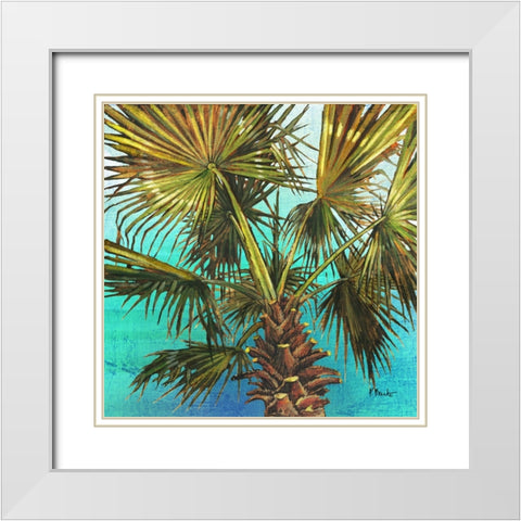 Woodside Palms I - Blue White Modern Wood Framed Art Print with Double Matting by Brent, Paul