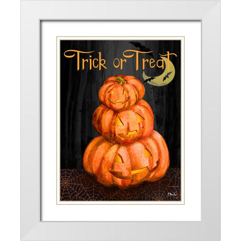 Spooky Jack OLanterns Vertical White Modern Wood Framed Art Print with Double Matting by Brent, Paul