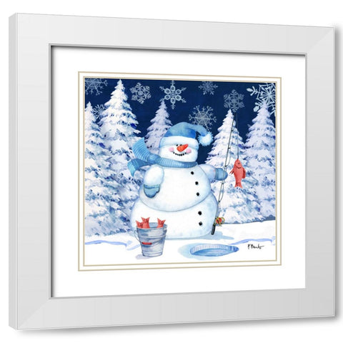 Icy Snowman III - Navy White Modern Wood Framed Art Print with Double Matting by Brent, Paul
