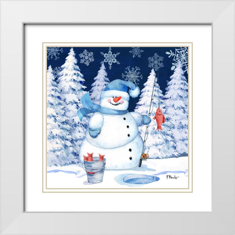 Icy Snowman III - Navy White Modern Wood Framed Art Print with Double Matting by Brent, Paul