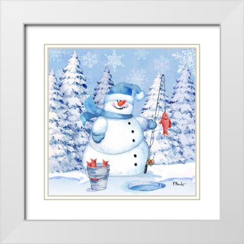 Icy Snowman III White Modern Wood Framed Art Print with Double Matting by Brent, Paul
