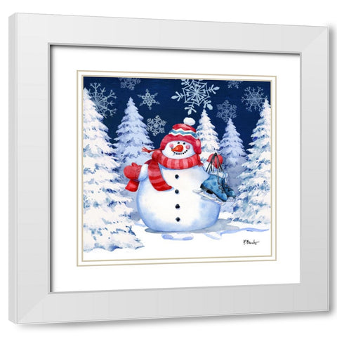 Icy Snowman VI - Navy White Modern Wood Framed Art Print with Double Matting by Brent, Paul