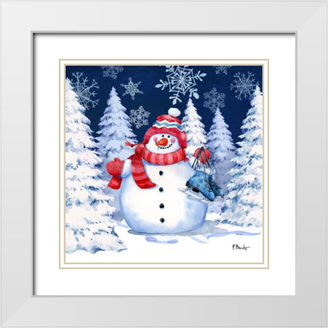 Icy Snowman VI - Navy White Modern Wood Framed Art Print with Double Matting by Brent, Paul