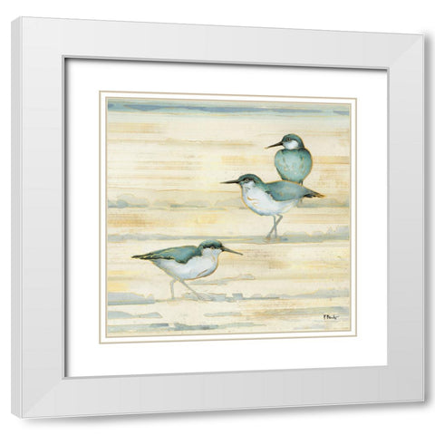 Oceanside Sandpipers II - Golden White Modern Wood Framed Art Print with Double Matting by Brent, Paul