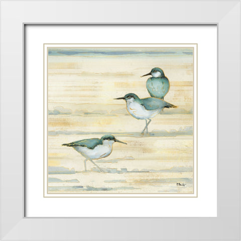 Oceanside Sandpipers II - Golden White Modern Wood Framed Art Print with Double Matting by Brent, Paul