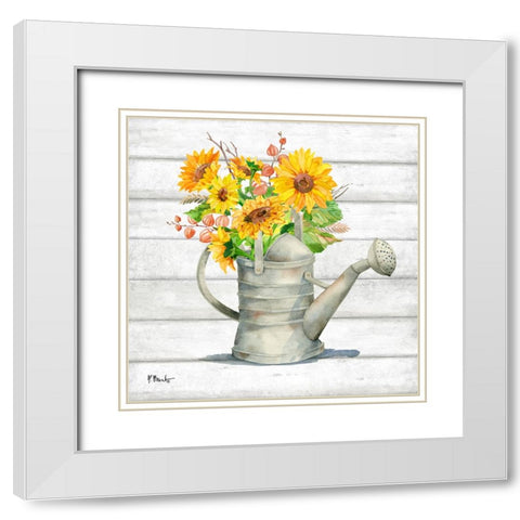 Tin Florals I White Modern Wood Framed Art Print with Double Matting by Brent, Paul
