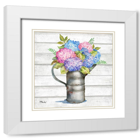 Tin Florals III White Modern Wood Framed Art Print with Double Matting by Brent, Paul