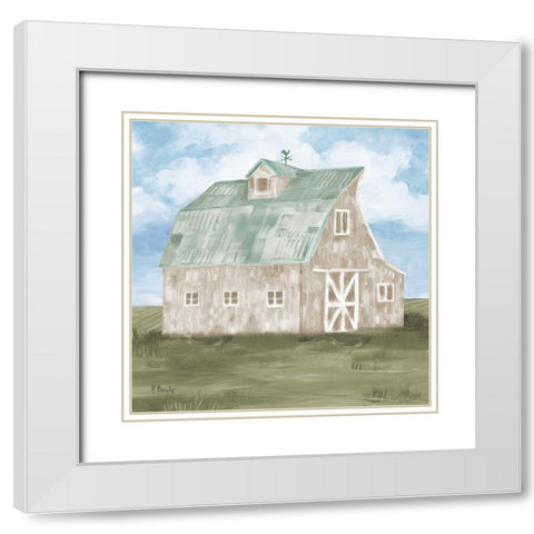 Patina Barn I White Modern Wood Framed Art Print with Double Matting by Brent, Paul
