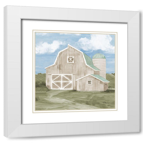 Patina Barn II White Modern Wood Framed Art Print with Double Matting by Brent, Paul