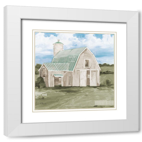 Patina Barn III White Modern Wood Framed Art Print with Double Matting by Brent, Paul