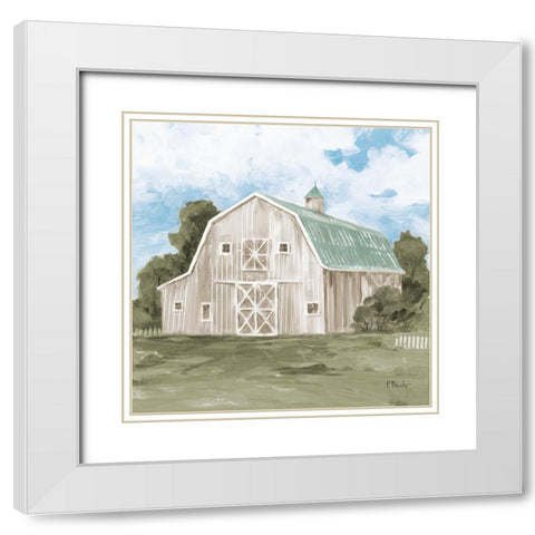 Patina Barn IV White Modern Wood Framed Art Print with Double Matting by Brent, Paul