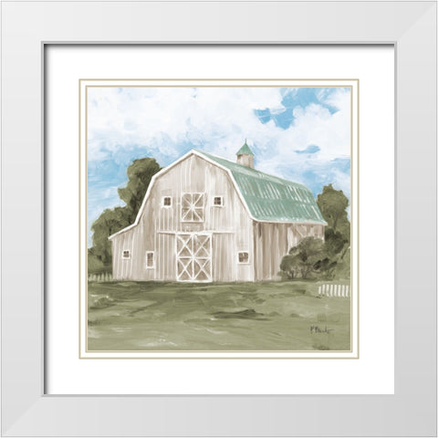 Patina Barn IV White Modern Wood Framed Art Print with Double Matting by Brent, Paul