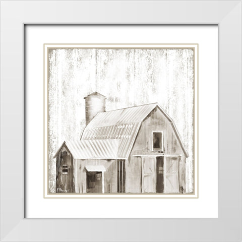 White Wood Barn III White Modern Wood Framed Art Print with Double Matting by Brent, Paul