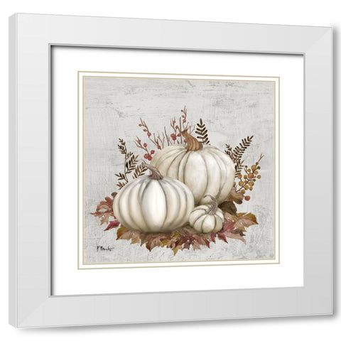Caramel Pumpkins I White Modern Wood Framed Art Print with Double Matting by Brent, Paul