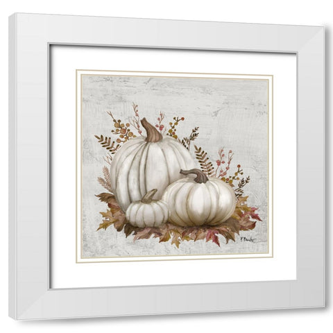 Caramel Pumpkins II White Modern Wood Framed Art Print with Double Matting by Brent, Paul
