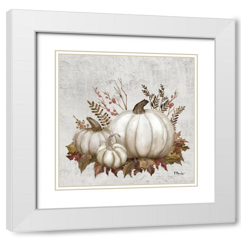 Caramel Pumpkins IV White Modern Wood Framed Art Print with Double Matting by Brent, Paul