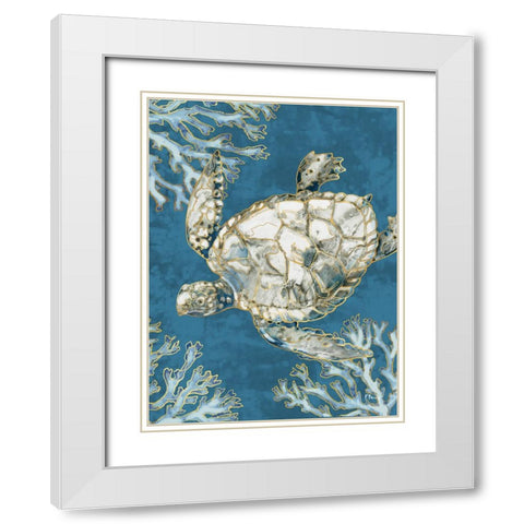 Playa Sealife Vertical I - Indigo White Modern Wood Framed Art Print with Double Matting by Brent, Paul