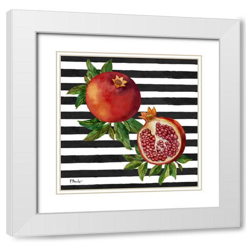 Pomegranate Bunch I - Stripes White Modern Wood Framed Art Print with Double Matting by Brent, Paul