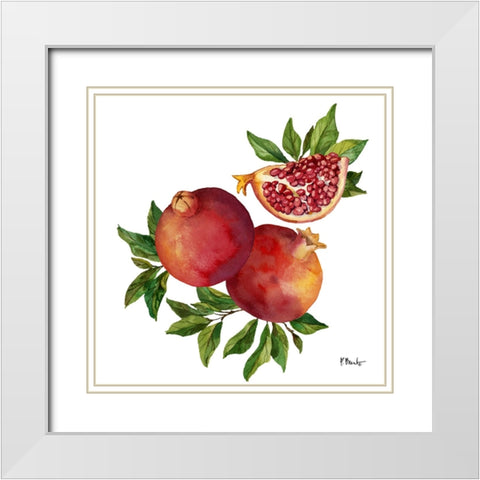 Pomegranate Bunch II White Modern Wood Framed Art Print with Double Matting by Brent, Paul