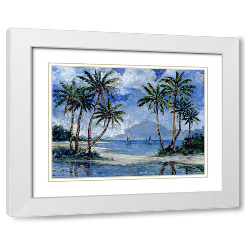 Impressions of Palms Horizontal I White Modern Wood Framed Art Print with Double Matting by Brent, Paul