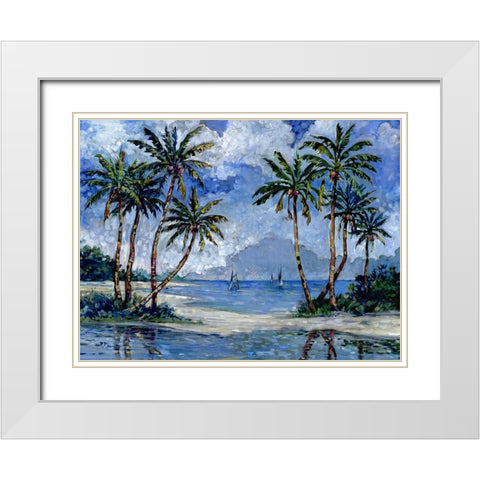 Impressions of Palms Horizontal I White Modern Wood Framed Art Print with Double Matting by Brent, Paul