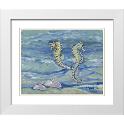 East Point Seahorses White Modern Wood Framed Art Print with Double Matting by Brent, Paul