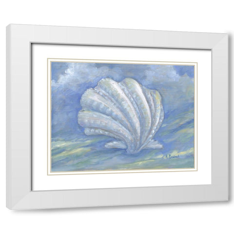 Impressions of Shells IV - Scallop White Modern Wood Framed Art Print with Double Matting by Brent, Paul
