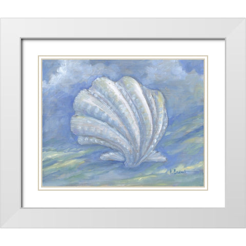 Impressions of Shells IV - Scallop White Modern Wood Framed Art Print with Double Matting by Brent, Paul