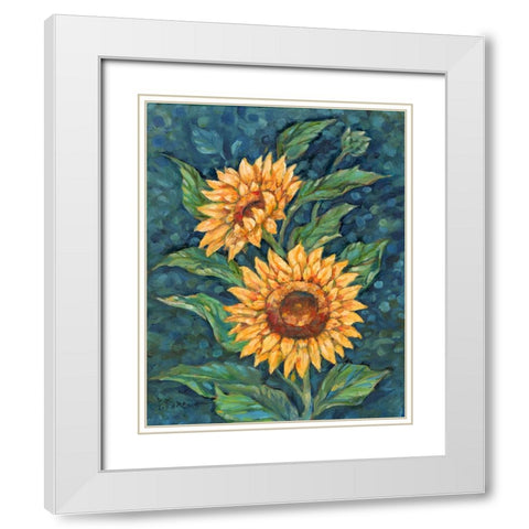 Impressions of Sunflowers III White Modern Wood Framed Art Print with Double Matting by Brent, Paul