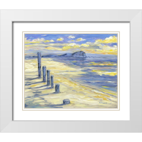 Pilings on the Beach White Modern Wood Framed Art Print with Double Matting by Brent, Paul
