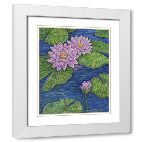 Impressions of Water Lilies I White Modern Wood Framed Art Print with Double Matting by Brent, Paul