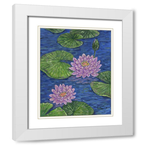 Impressions of Water Lilies II White Modern Wood Framed Art Print with Double Matting by Brent, Paul