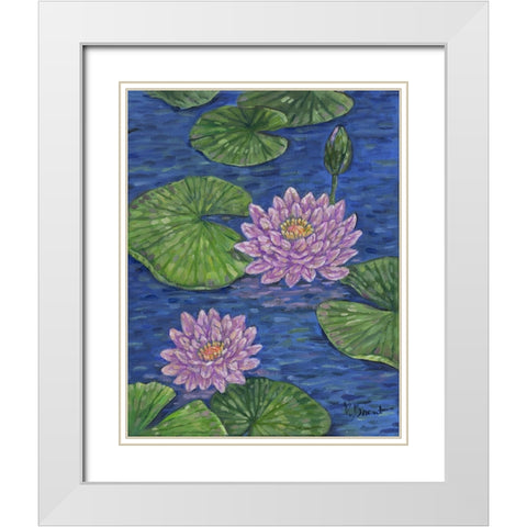 Impressions of Water Lilies II White Modern Wood Framed Art Print with Double Matting by Brent, Paul