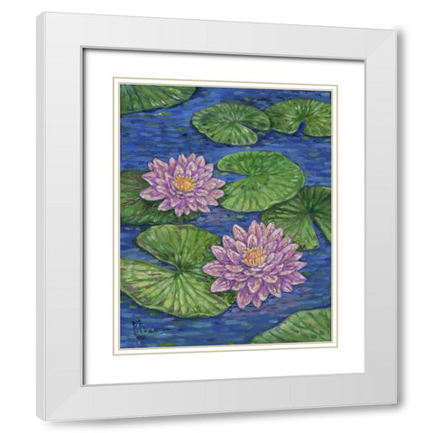 Impressions of Water Lilies III White Modern Wood Framed Art Print with Double Matting by Brent, Paul