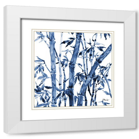 Bamboo Grove II - Blue White Modern Wood Framed Art Print with Double Matting by Brent, Paul