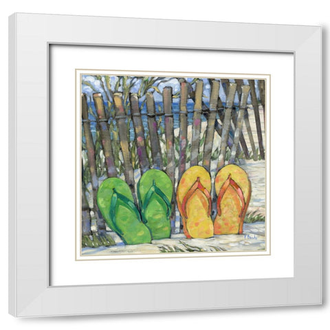 Impressions of Flip Flops Square I White Modern Wood Framed Art Print with Double Matting by Brent, Paul