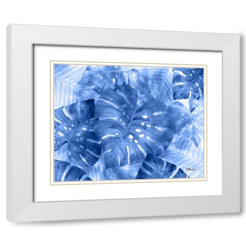 Tie Dye Palm Frond - Indigo White Modern Wood Framed Art Print with Double Matting by Brent, Paul