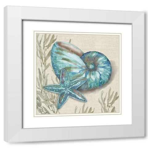 Crescent Beach Shells IV White Modern Wood Framed Art Print with Double Matting by Brent, Paul