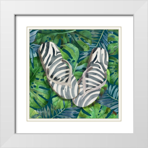 Animal Print Flip Flops I White Modern Wood Framed Art Print with Double Matting by Brent, Paul