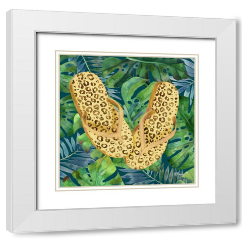 Animal Print Flip Flops II White Modern Wood Framed Art Print with Double Matting by Brent, Paul